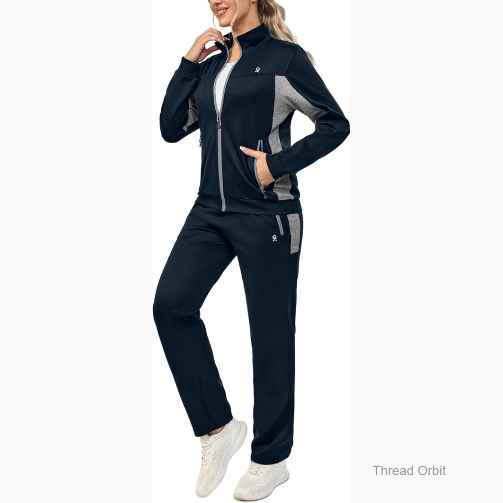 Women's Tracksuit Set Long Sleeve Zip Up Jogger With Zipper Pocket